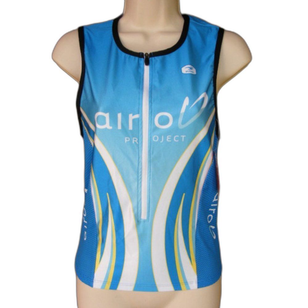 SUGOI Fuel Tri Tank, S, 3/4 Zip, AIRO-V Blue/Wht, Sleeveless, Athletic